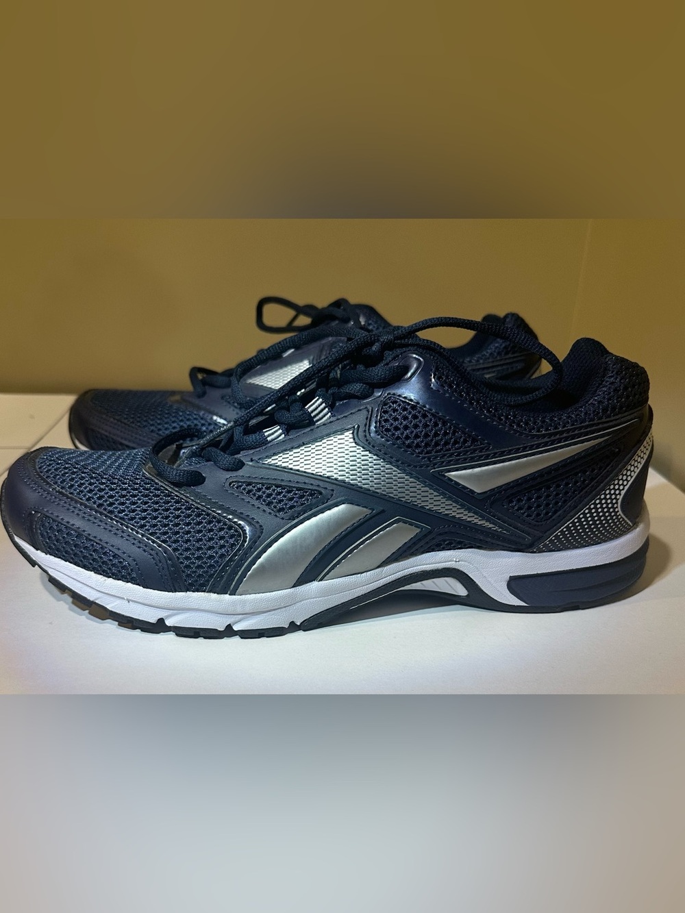 Reebok Men's Navy and Silver Athletic Running Shoes